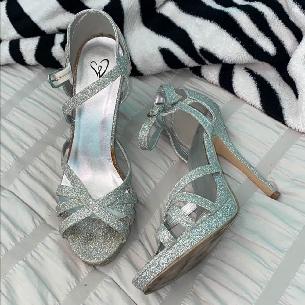 Silver Glitter Heels